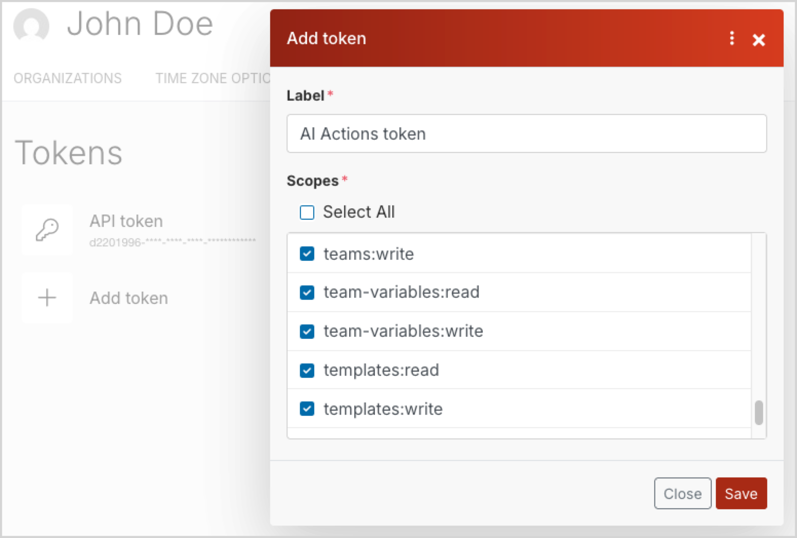 Creating an API token